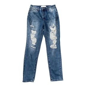 Bridge by‎ Gly mom fit Women's Relaxed Distressed Jeans Blue 26 high rise Buckle